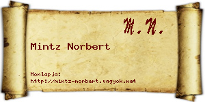 Mintz Norbert névjegykártya